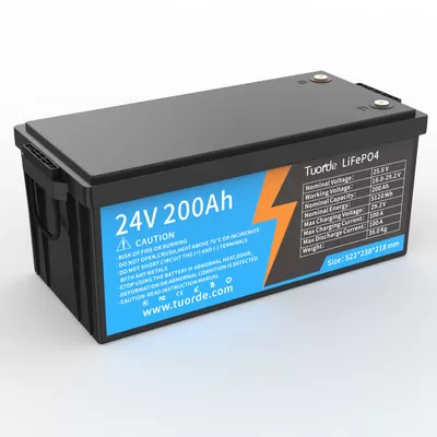 24V 25.6V 200Ah Lithium Iron Phosphate Battery with 5120Wh Energy 100A Discharge
